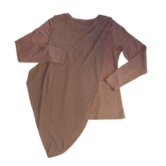 Lisa Rinna Brown Grunge Long Sleeve Chiffon Overlay Top Medium - Picture 5 of 10